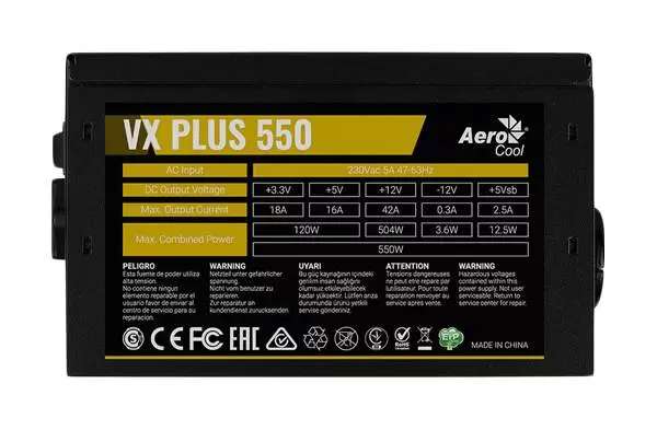 Блок питания AeroCool VX-550 PLUS 550W