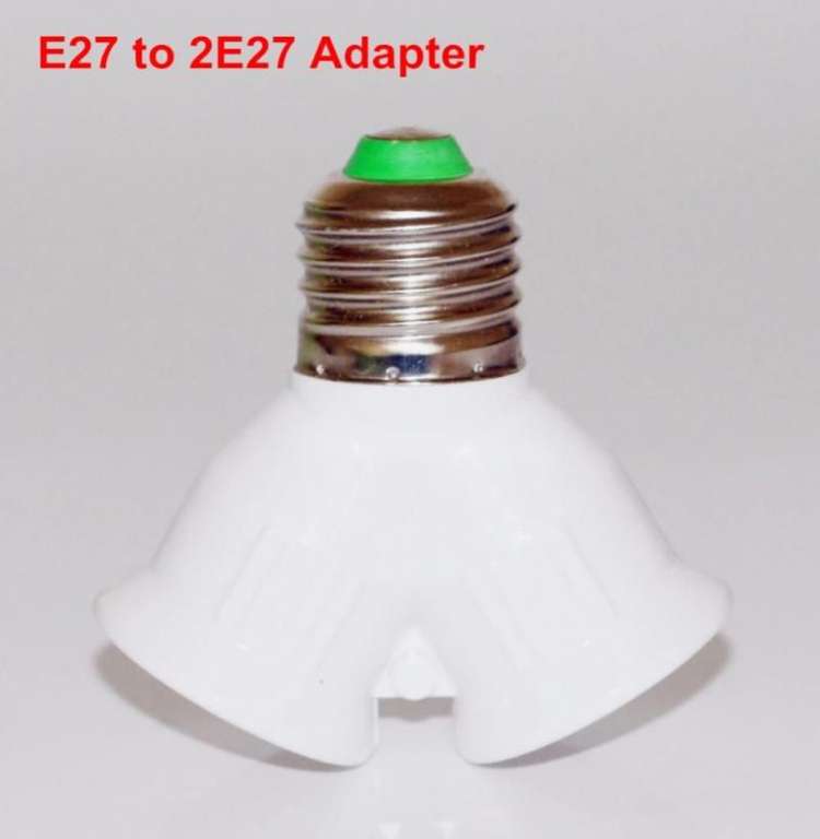Патрон-разветвитель 2 в 1 для светодиодной лампы E27-2-E27, с винтом