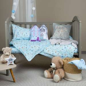 Комплект постельного белья Galtex в детскую кроватку, 3 предмета, разные принты