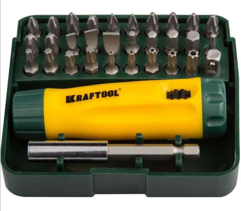 Kraftool Набор: реверсивная отвертка с насадками Mini-Box-32 32 шт, 26142-H32