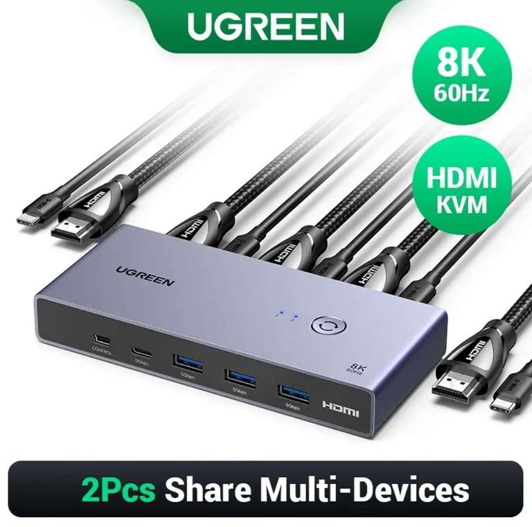 Хаб Ugreen CM692 KVM HDMI 2.1+USB3