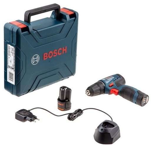 Дрель-шуруповерт аккумуляторная Bosch GSR 120 (06019G8020), 12 В Li-ion 2x2 Ач (в комплекте кейс, 2 аккумулятора, ЗУ)