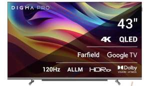 4K Телевизор Digma Pro QLED 43L, Google TV 43" Smart TV (цена с ozon картой)