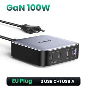 Устройство зарядное сетевое UGREEN, 100 Вт, 4 в 1, 1*USB-A+3*USB-C 100W Desktop Fast Charger
