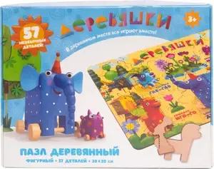 Пазл фигурный "Деревяшки" деревянный 30x20 см, 57 деталей