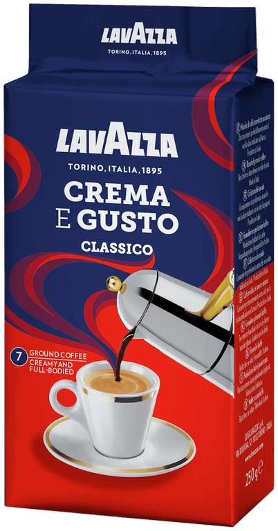 Кофе молотый Lavazza Crema e Gusto Classico, вакуумная упаковка, 250 г