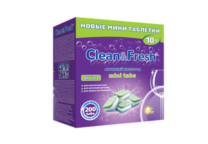 Таблетки для ПММ Clean&Fresh All in 1 mini tabs 200шт по 10г (возврат 60% баллами)