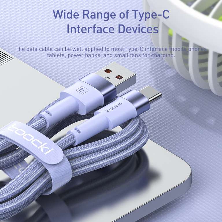 Кабель для зарядки Toocki USB-A - Type-C, 3A, 0,5м