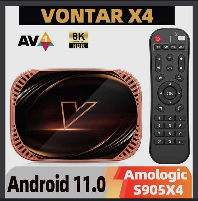 Vontar X4, Смарт ТВ приставка, Amlogic S905X4, Android 11.0, 4 ГБ/32 ГБ (С озон картой, из-за рубежа)