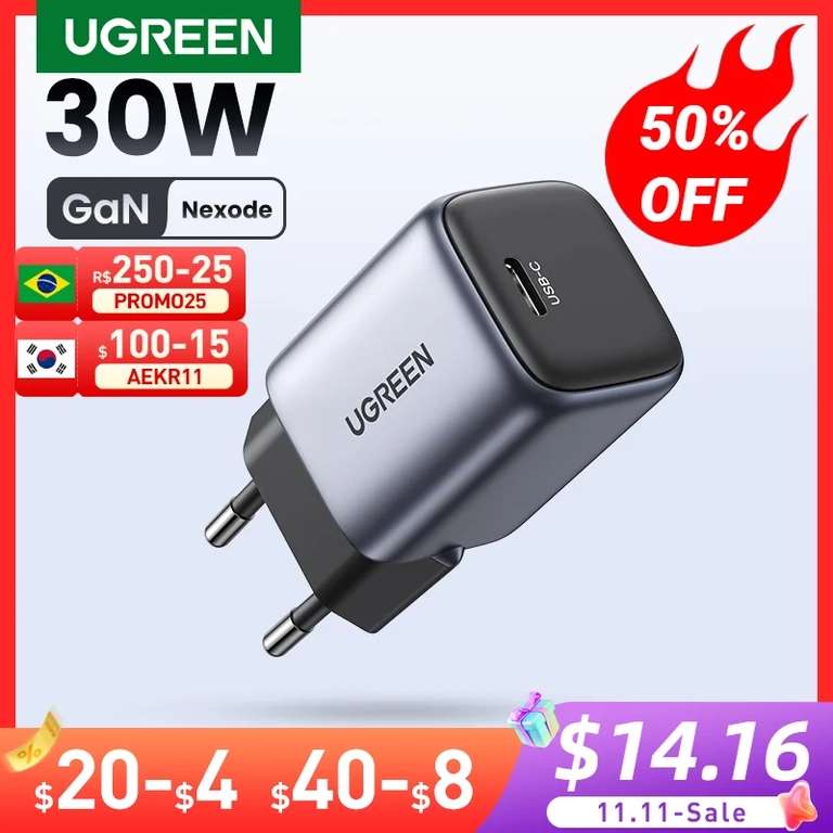 [11.11] UGREEN Nexode GaN быстрое зарядное устройство 30 Вт USB C