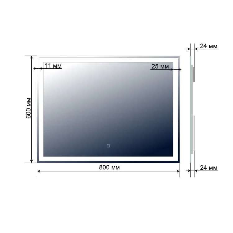 Зеркало с LED подсветкой OBERIAL 80x60см (холодный свет 6000К, сенсорное выключение) (цена с ozon картой)