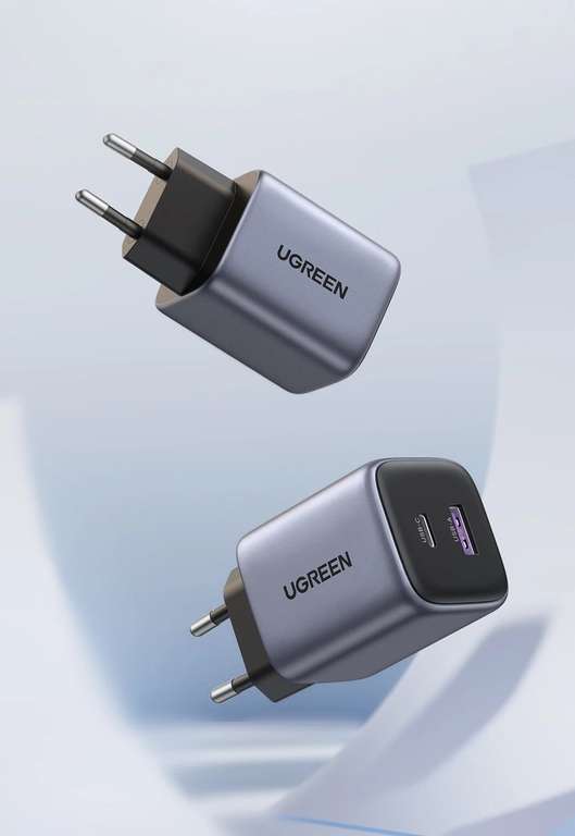 Зарядное устройство Ugreen CD350 GaN 35 Вт, EU, Type-C + Type-A, компактный размер