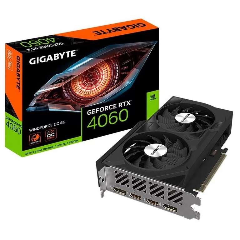 Видеокарта GIGABYTE Geforce RTX 4060 WINDFORCE OC (GV-N4060WF2OC-8GD)