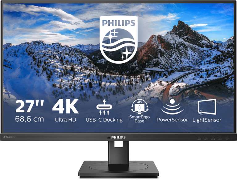 4K Монитор Philips 279P1 (27", 3840x2160@60 Гц, IPS, 4 мс, 1000:1, 350 Кд/м², 178°, HDMI x2, DisplayPort, USB Type-C, USB х4 шт)