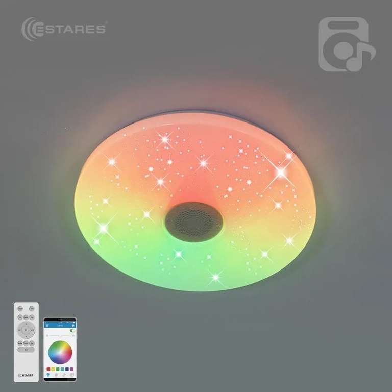 Люстра потолочная ESTARES управляемая светодиодная музыкальная RGB, LED, 40 Вт (по Ozon карте)