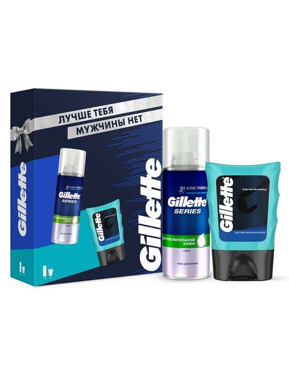 Подарочный набор мужской: пена для бритья Gillette Series 100 мл и гель после бритья 75 мл