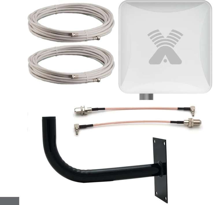 4G антенна Antex Petra BB MIMO 2*2 15f для усиления сигнала интернета частот 1700-2700мГц +кабель+переходники пигтейлы CRC9-F
