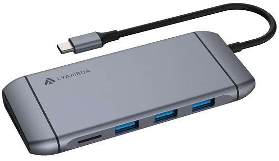 USB концентратор Lyambda Type-C 9 в 1 Slim Aluminum LC123