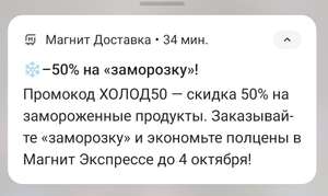 Скидка 50% на замороженные продукты в Магнит Экспресс