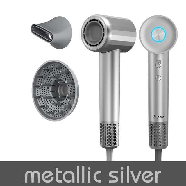 Ионный фен для волос Supera Metallic silver (складной, 1600Вт)