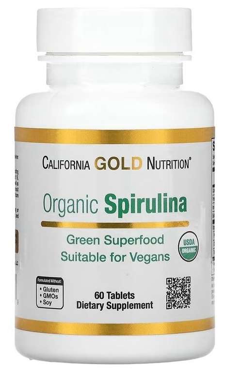 БАД California Gold Nutrition Organic Spirulina таб., 500 мг, 60 шт.