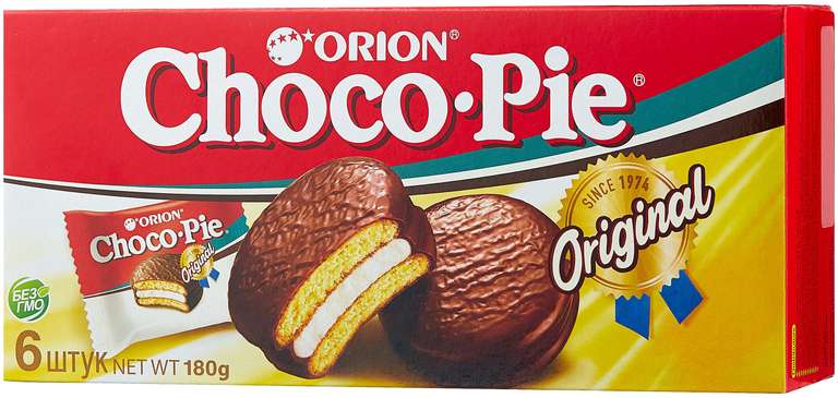 Пирожное Orion Choco Pie Original, 180 г, 6 шт. в уп