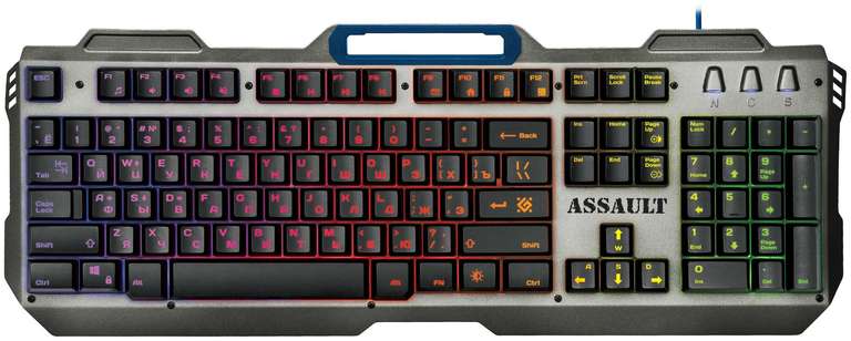 Игровая клавиатура проводная Defender Assault GK-350L, серый металлик (с подсветкой RGB)