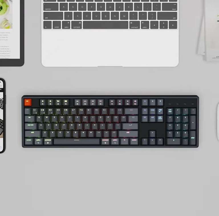 Клавиатура беспроводная J.ZAO K10 для MacOS, Windows, 104 клавиши, RGB подсветка, (Gateron Red), черный, серый