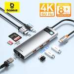 USB-концентратор Baseus 8-в-1, 10 Гбит/с, 4К@60Гц