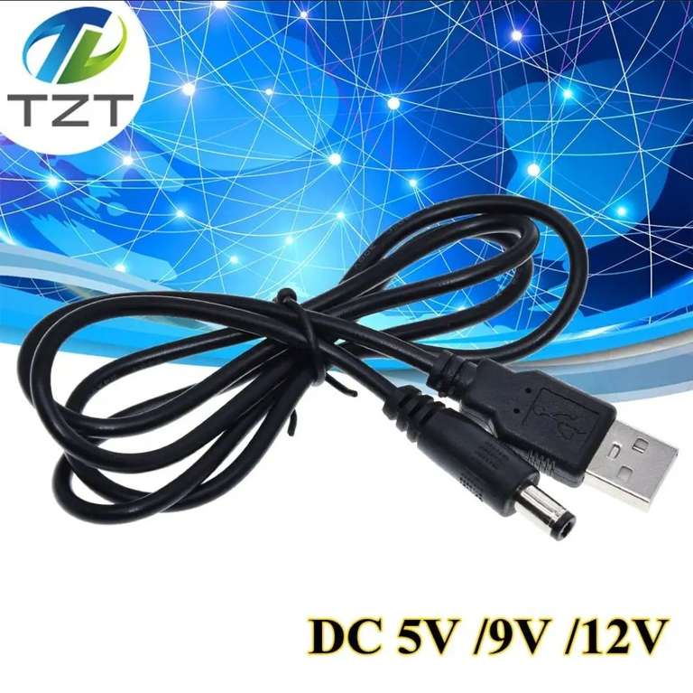 Кабель питания TZT USB/DC с повышающим модулем с 5 до 9/12 В