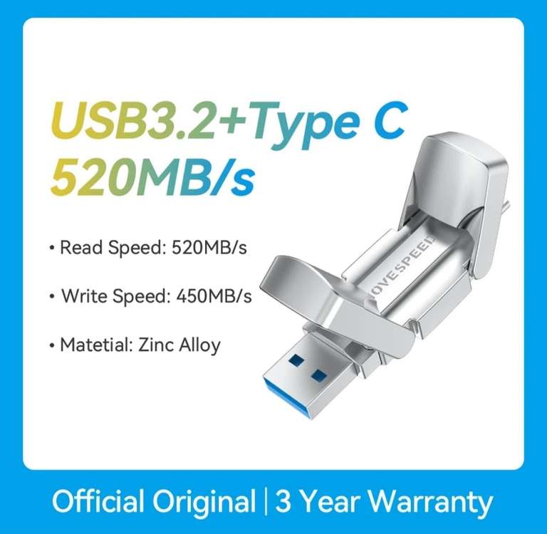 Высокоскоростная usb флешка ufsd MOVESPEED 256 ГБ