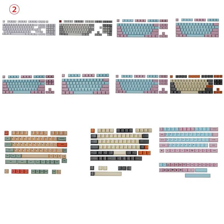 Случайный набор PBT кейкапов для механических клавиатур с раскладками TKL, 60%, 64%