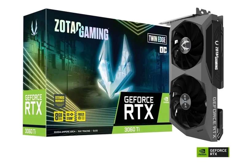 Видеокарта ZOTAC GeForce RTX 3060 Ti Twin Edge OC 8 ГБ GDDR6X (цена по озон карте)