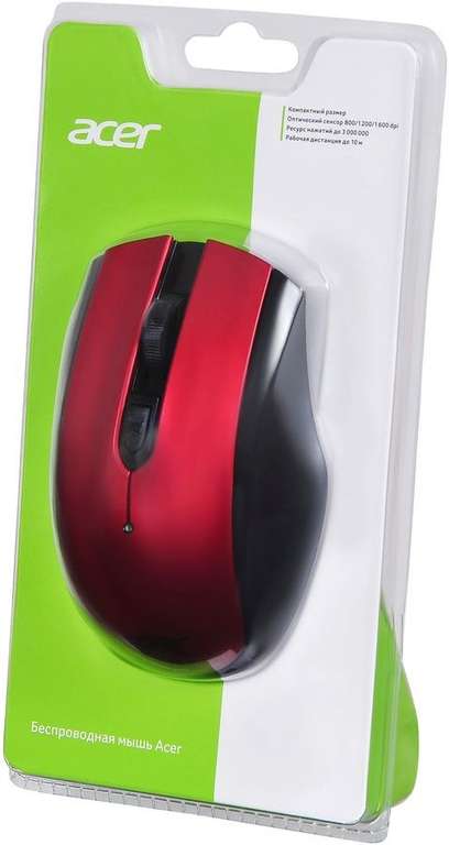 Мышь беспроводная Acer OMR032 (1600 dpi, светодиодный, USB Type-A, кнопки - 4)