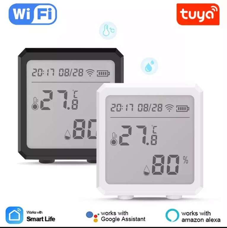 Датчик температуры и влажности Smart Life TH01 с Wi-Fi и ЖК-дисплеем с подсветкой