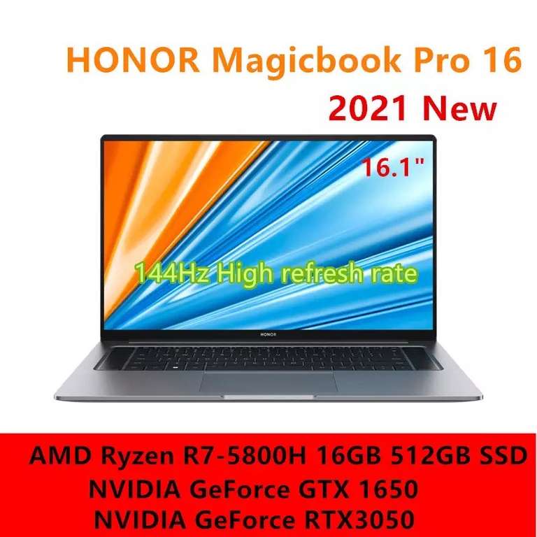 Ноутбук HONOR Magicbook Pro 16 (16.1"/IPS/AMD Ryzen R7-5800H RTX 16 ГБ/512 ГБ SSD/GeForce RTX 3050/Win10)