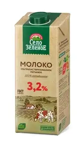 Село Зеленое Молоко питьевое ультрапастеризованное 3.2%, 950 мл (без озон карты 69₽)