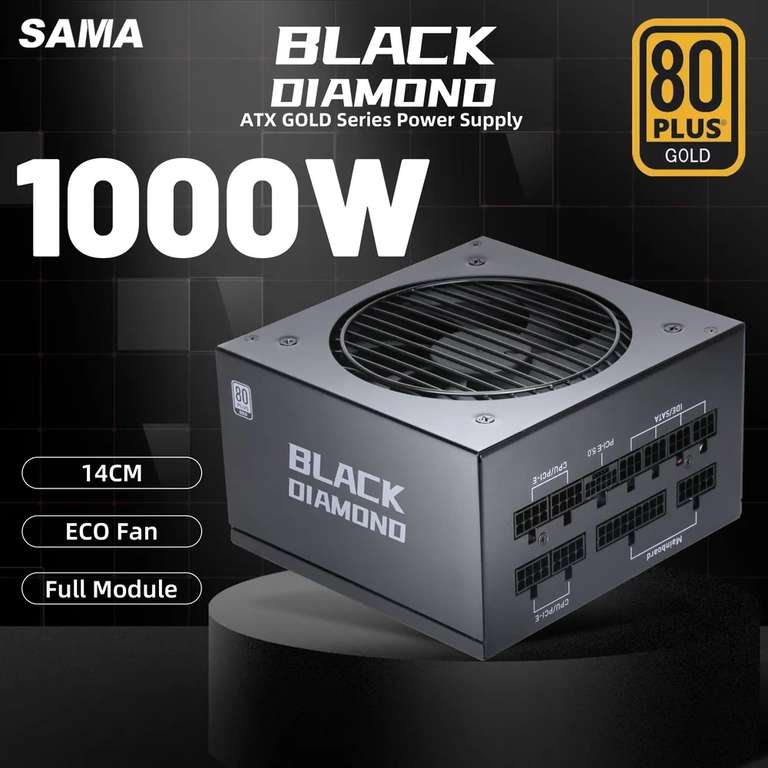 Блок питания SAMA Black Diamond 1000W (80+ Gold, 12vhpwr) (из-за рубежа, с озон картой)