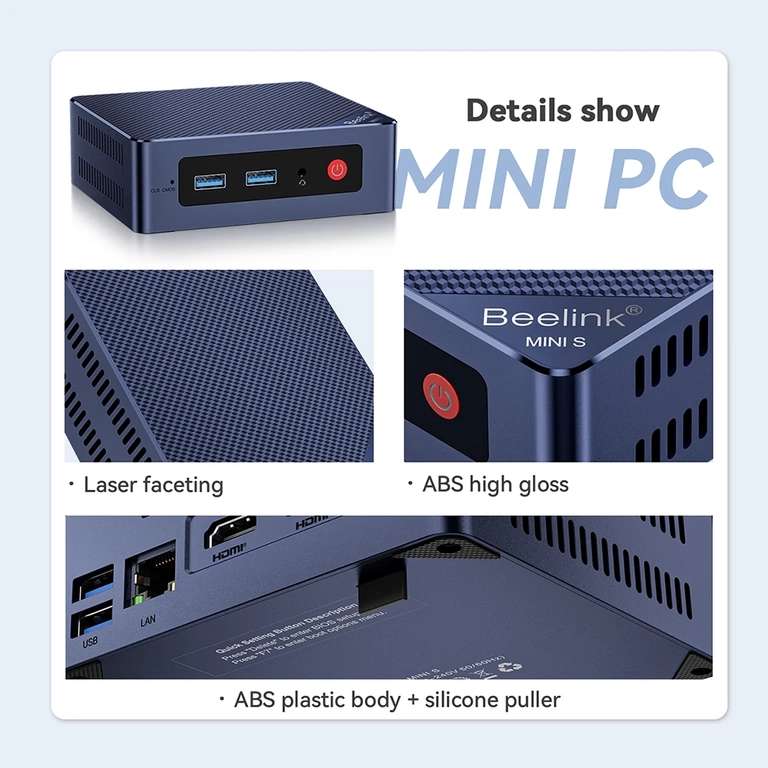 Мини ПК Beelink Mini S12 Pro (Intel N100, 16+500 ГБ, Windows 11 Pro)