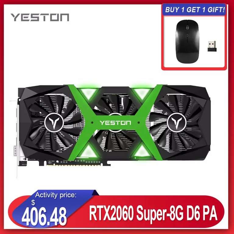 Видеокарта Yeston RTX2060 Super-8G + мышка