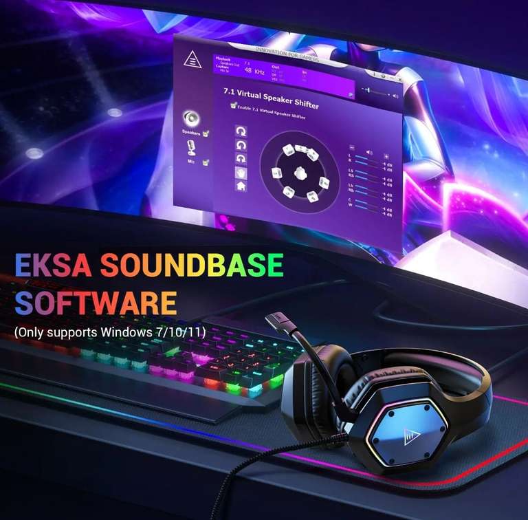 Игровые наушники EKSA E1000 V2 RGB с шумоподавлением