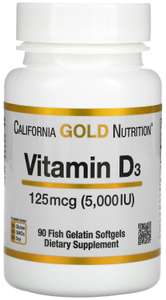 БАД D3, 5000 МЕ, 90 шт.California Gold Nutrition