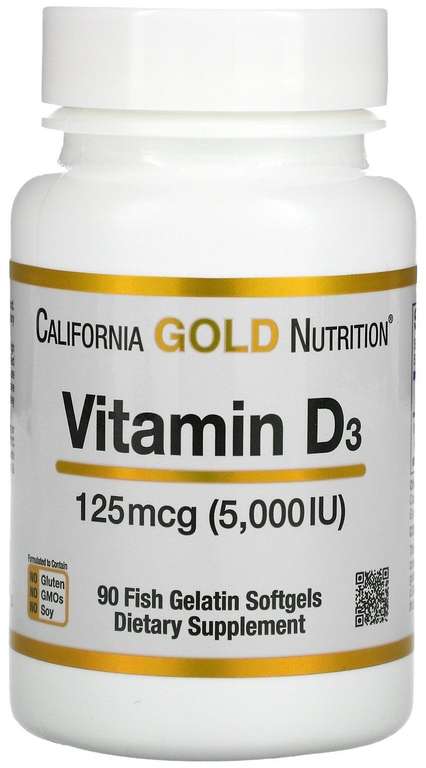 БАД D3, 5000 МЕ, 90 шт.California Gold Nutrition