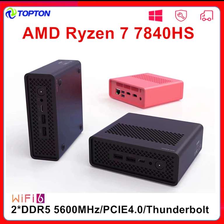 Мини ПК Topton D8, Ryzen 7 7840HS/Radeon 780M/DDR5/WiFi6/BT5.2/Thunderbolt 4 (43486₽ с монетами)