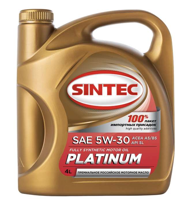 Масло моторное SINTEC Platinum синтетическое SAE5W-30 API SL ACEA A5/B5, 4л