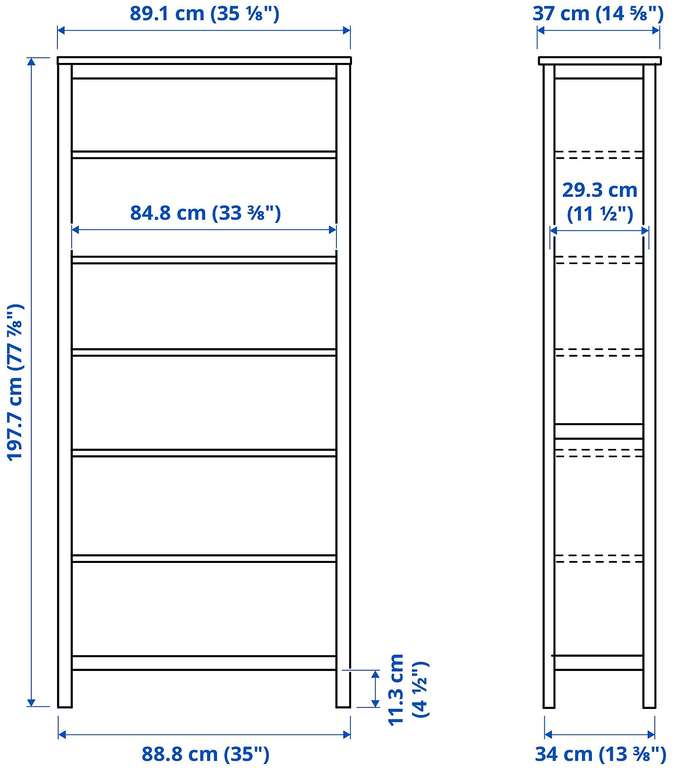 Стеллаж ИКЕА HEMNES хемнэс 90x197 см черно-коричневый