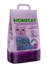 Наполнитель глиняный для кошачьего туалета, комкующийся Homecat, 20 л, 10 кг (цена с ozon картой)