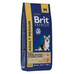 Корм сухой Brit Premium для взрослых собак средних пород, с курицей, 15 кг