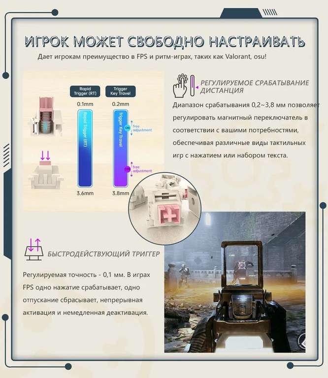 Клавиатура механическая на аналоговых свитчах ATTACK SHARK K85 (из-за рубежа)