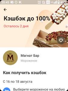 Возврат 100% за мороженое в Магнат Бар